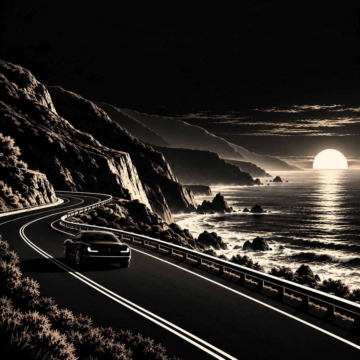 PraxtonCoast coastal highway at sunset